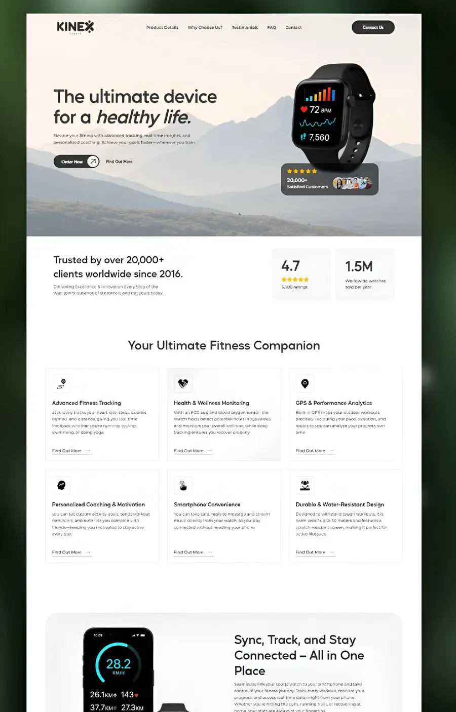 KINEX — Wearable device · Product landing