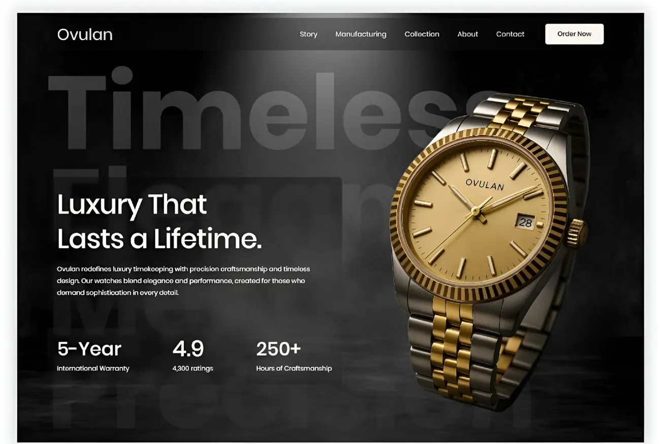 Ovulan — Luxury watches · Ecommerce landing