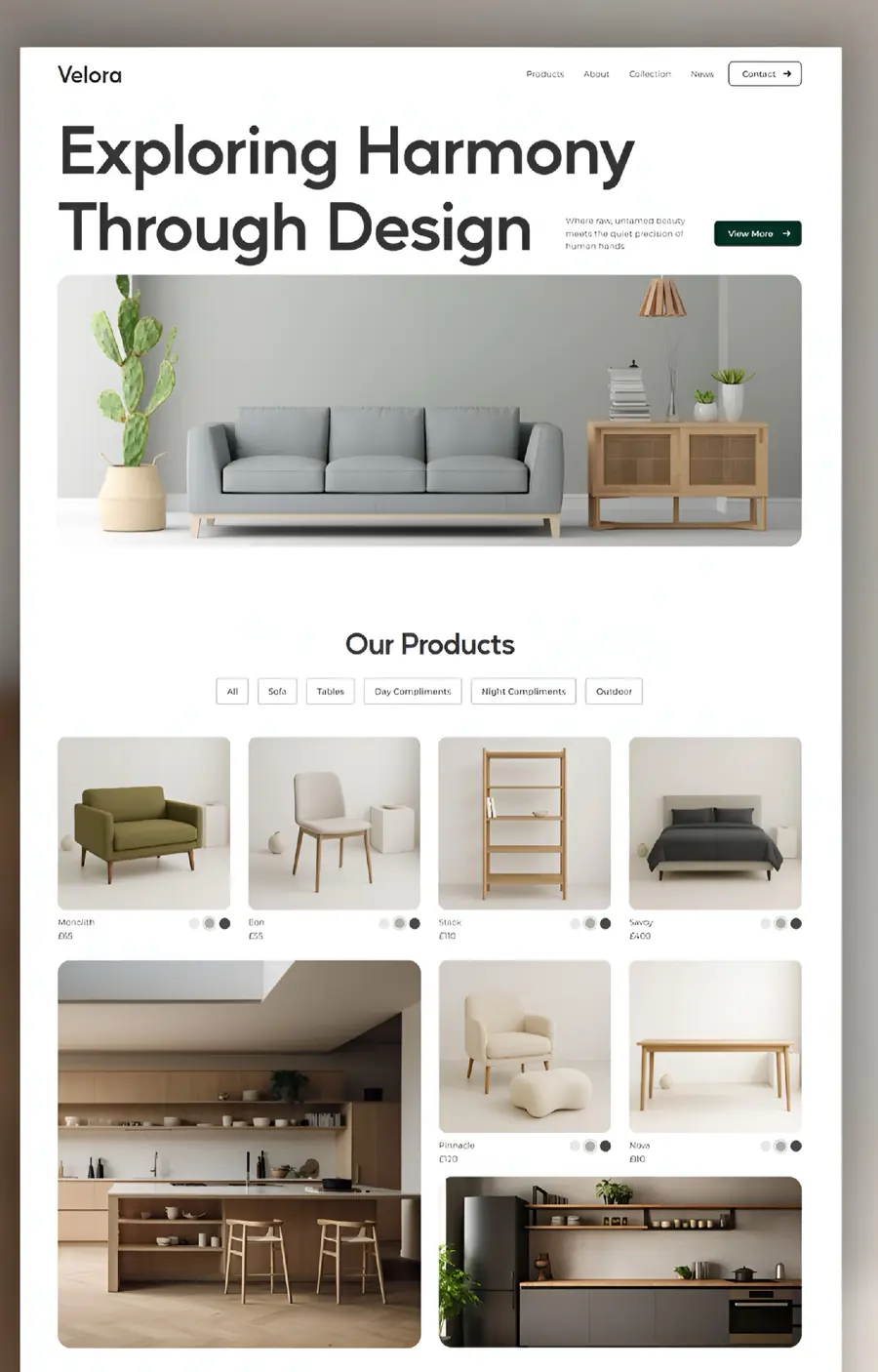 Velora — Furniture brand · Ecommerce catalogue