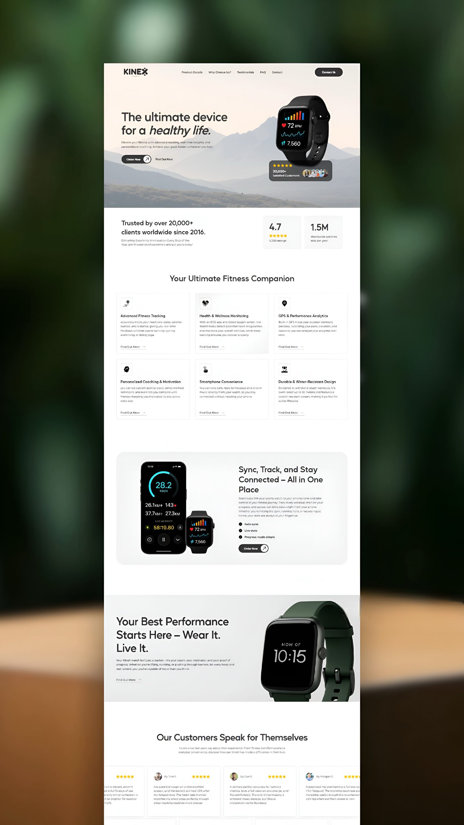 KINEX — Wearable device · Product landing — 1